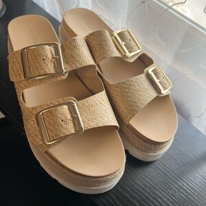 Madden Girl raffia 2 buckle platform sandal. Worn once
